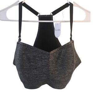 Gratlin Womens Sports Nursing Bra Charcoal Heather Gray Racerback Size L NEW